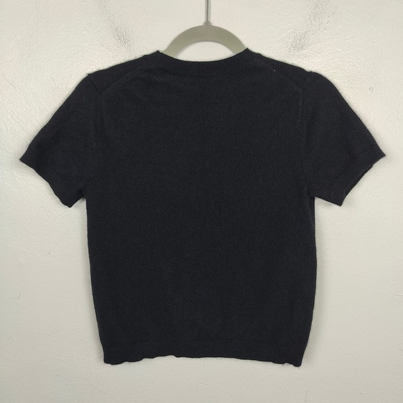 Everlane 100% Cashmere Grade A Crew Sweater Womens Small BlackShort Sleeve Prep - Picture 4 of 9